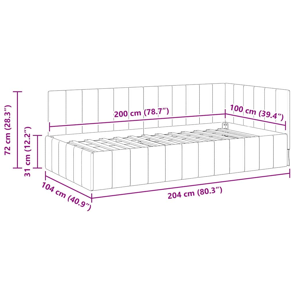 Hoekbedframe met hoofdeinde Turquoise 100 cm x 200 cm Fluweel is nu te koop bij PeponiXL, paradijselijk wonen!