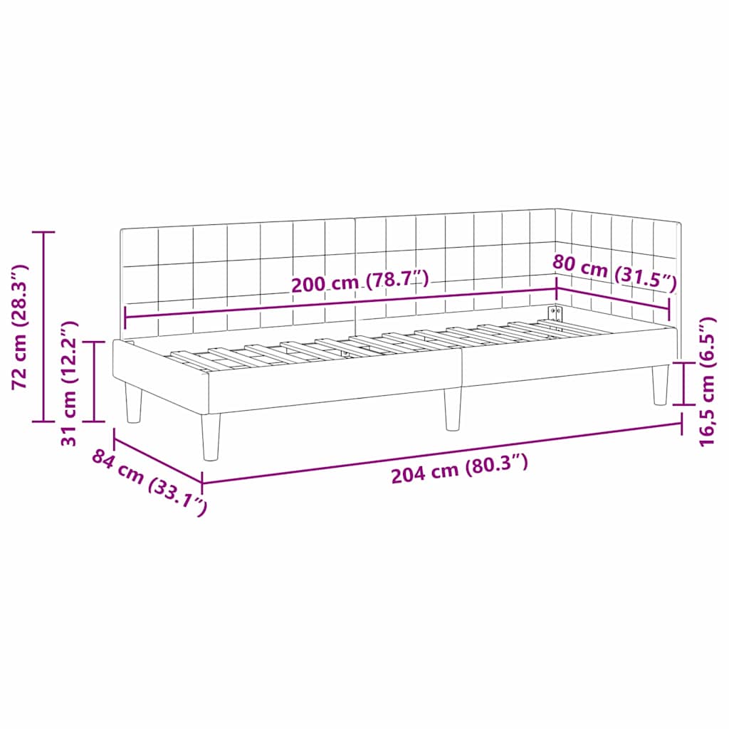 Hoekbedframe met hoofdeinde Turquoise 80 cm x 200 cm Fluweel is nu te koop bij PeponiXL, paradijselijk wonen!