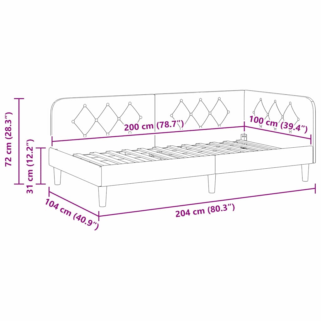 Hoekbedframe Lichtgrijs 100 x 200 cm Stof is nu te koop bij PeponiXL, paradijselijk wonen!