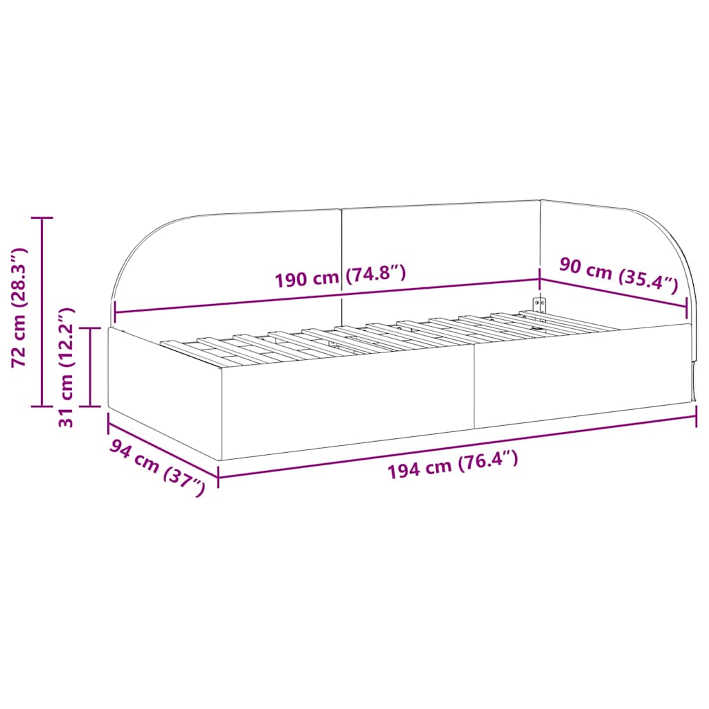 Hoekbedframe met hoofdeinde Donkergrijs 90 cm x 190 cm Fluweel is nu te koop bij PeponiXL, paradijselijk wonen!