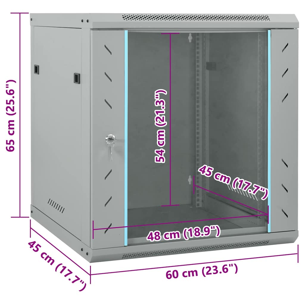 Netwerk kabinet met opslag Grijs 60 x 45 x 65 cm Staal is nu te koop bij PeponiXL, paradijselijk wonen!
