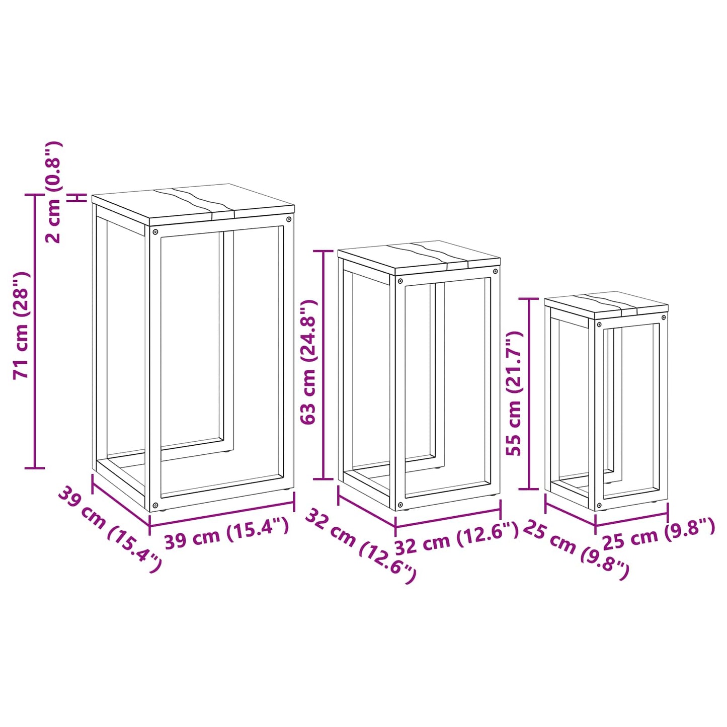 Nesttafel 3 stuks Bruin Massief Teakhout is nu te koop bij PeponiXL, paradijselijk wonen!