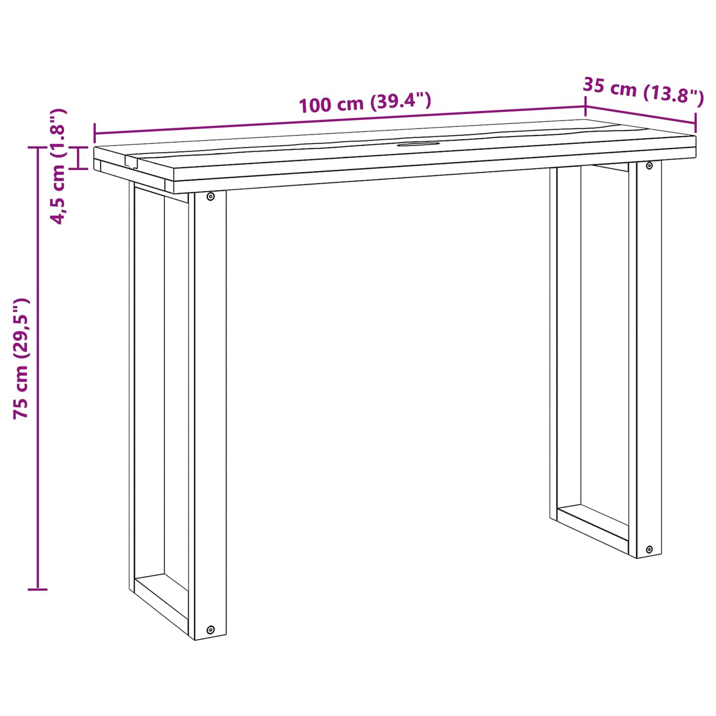 Wandtafel Bruin 100 x 35 x 75 cm Massief Teakhout is nu te koop bij PeponiXL, paradijselijk wonen!