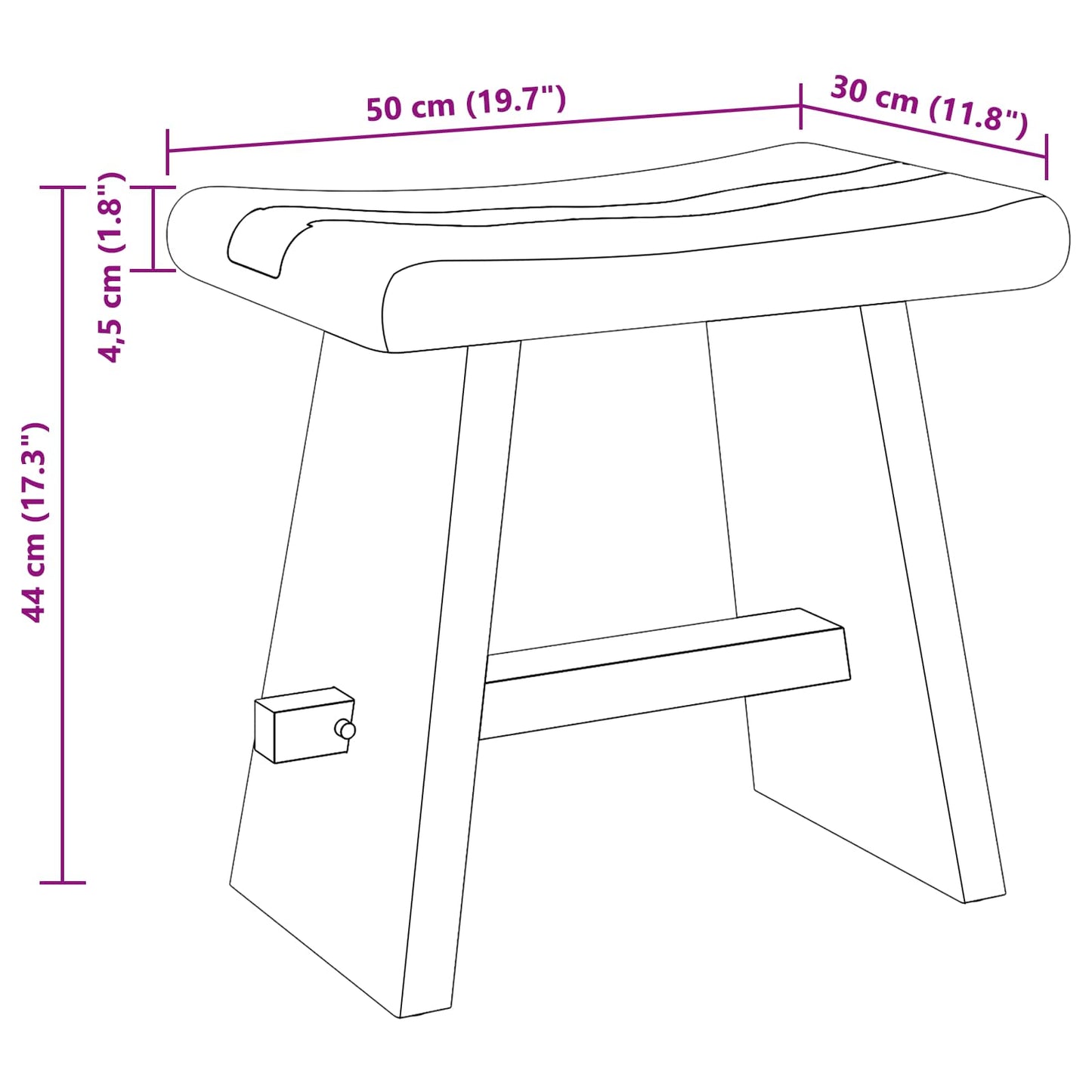 Badkamer Kruk Naturel 50 x 30 x 45 cm Natuurlijk Hout is nu te koop bij PeponiXL, paradijselijk wonen!