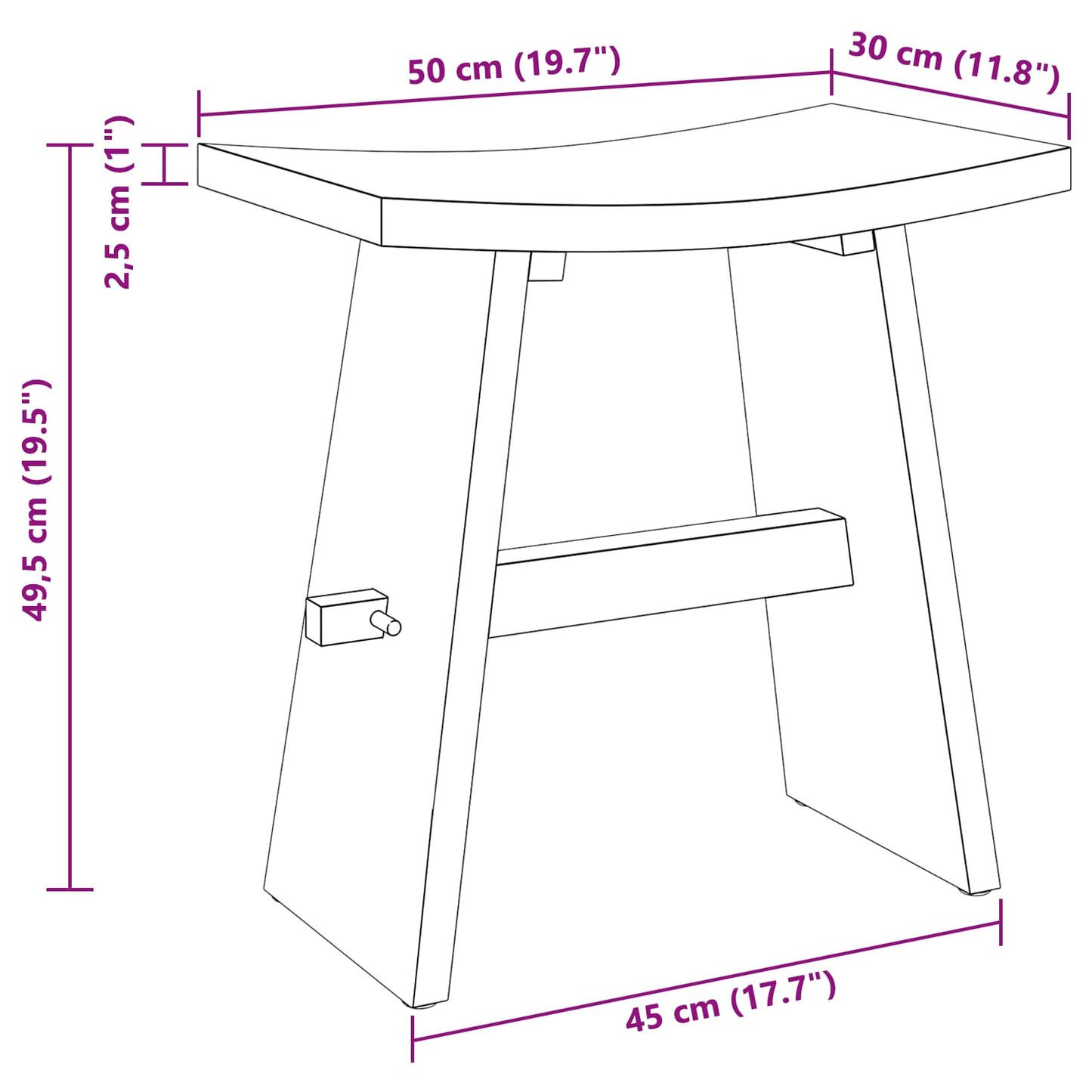 Badkamer Kruk Bruin 50 x 29,5 x 50,5 cm Massief Teakhout is nu te koop bij PeponiXL, paradijselijk wonen!