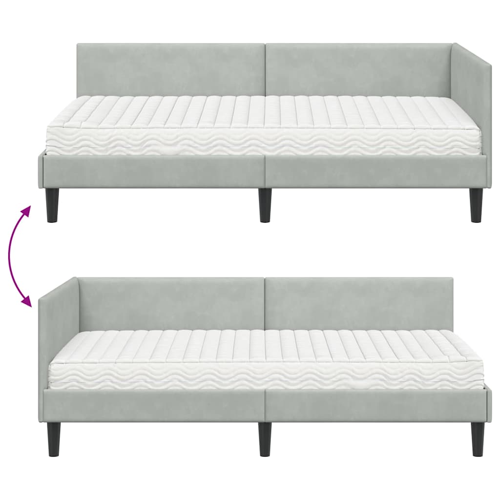 Hoekbedframe met Matras Anders 2 pcs Lichtgrijs Fluweel is nu te koop bij PeponiXL, paradijselijk wonen!