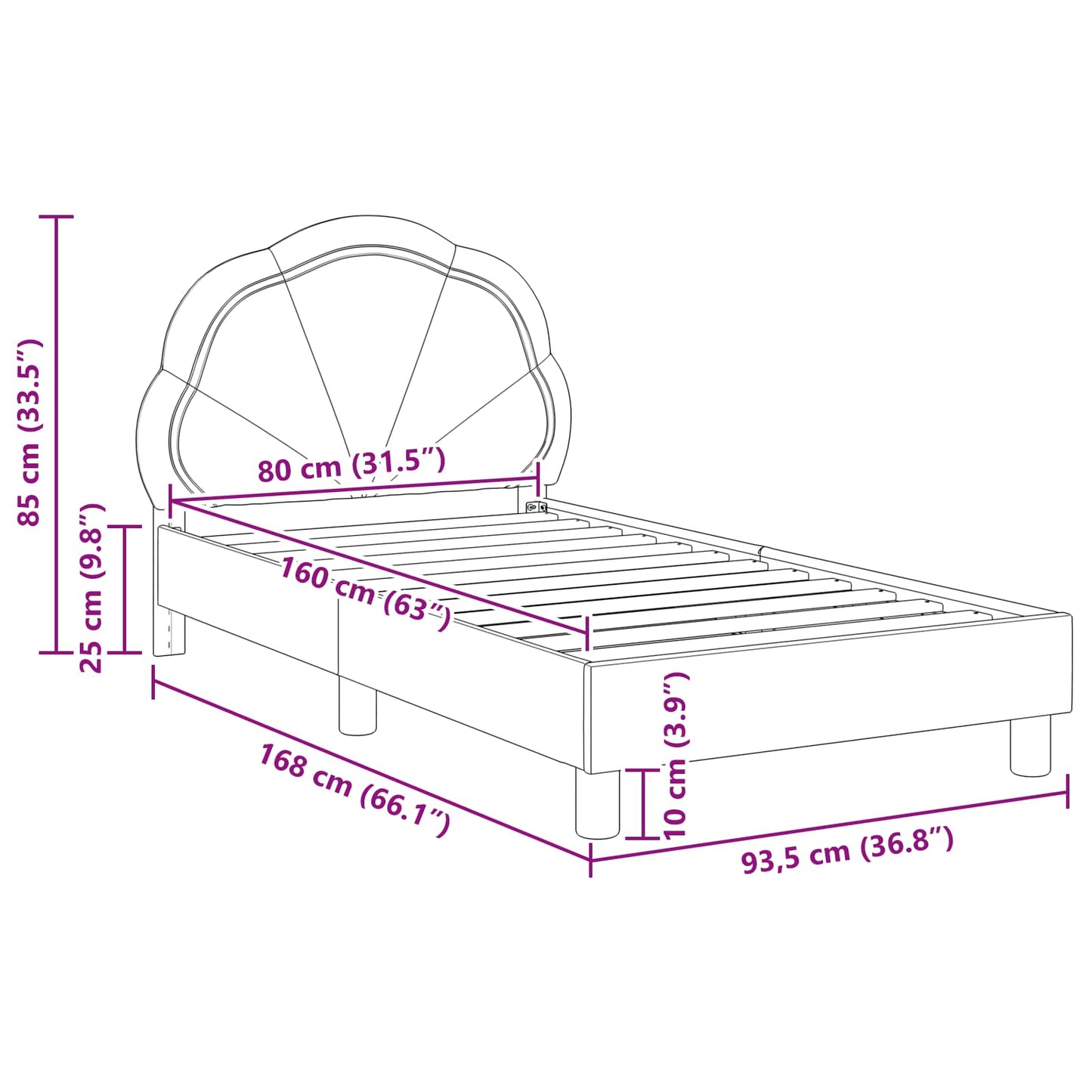 Bedframe voor kinderen met hoofdbord Zeegroen 80 x 160 cm is nu te koop bij PeponiXL, paradijselijk wonen!