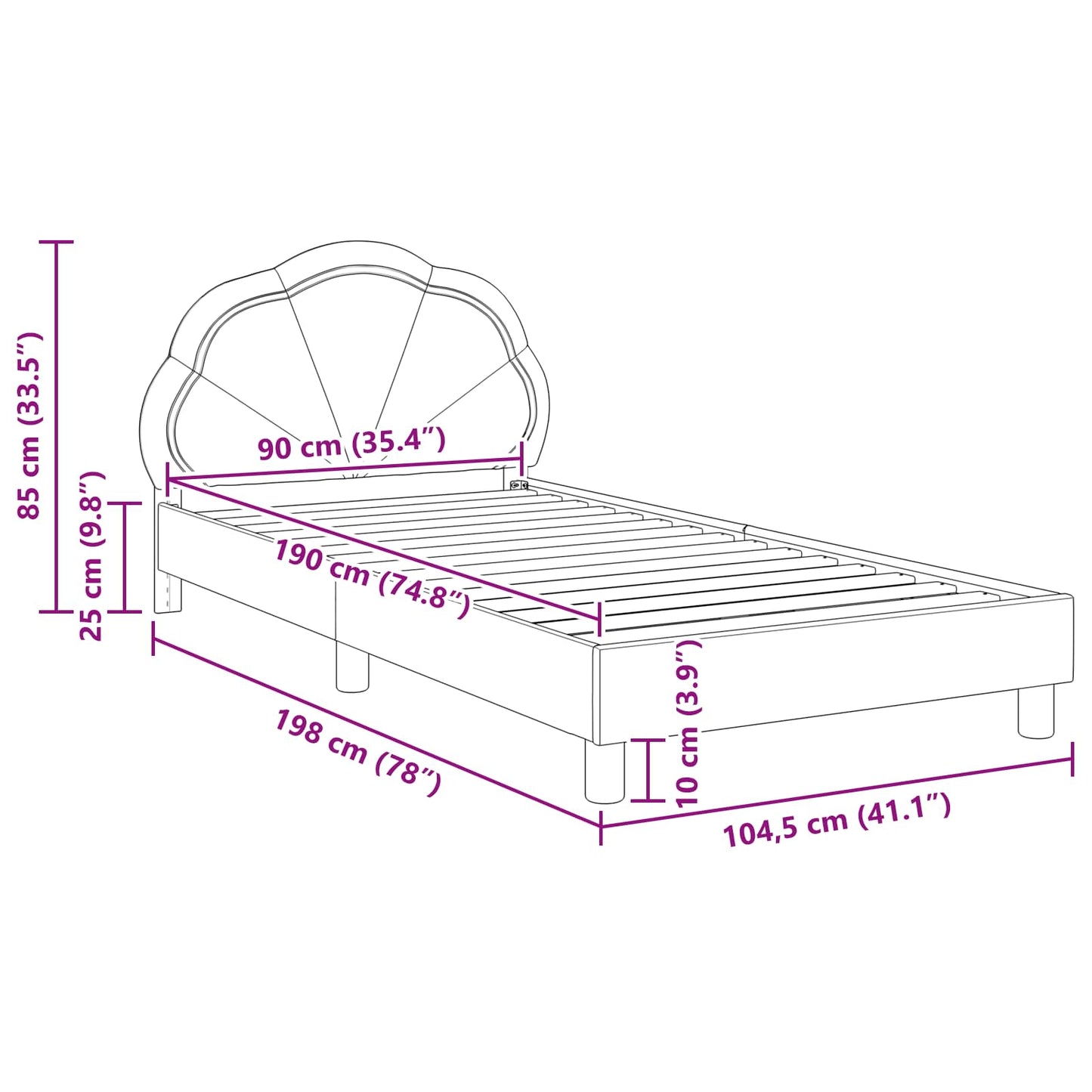 Bedframe voor kinderen met hoofdbord Politieblauw 90 x 190 cm is nu te koop bij PeponiXL, paradijselijk wonen!