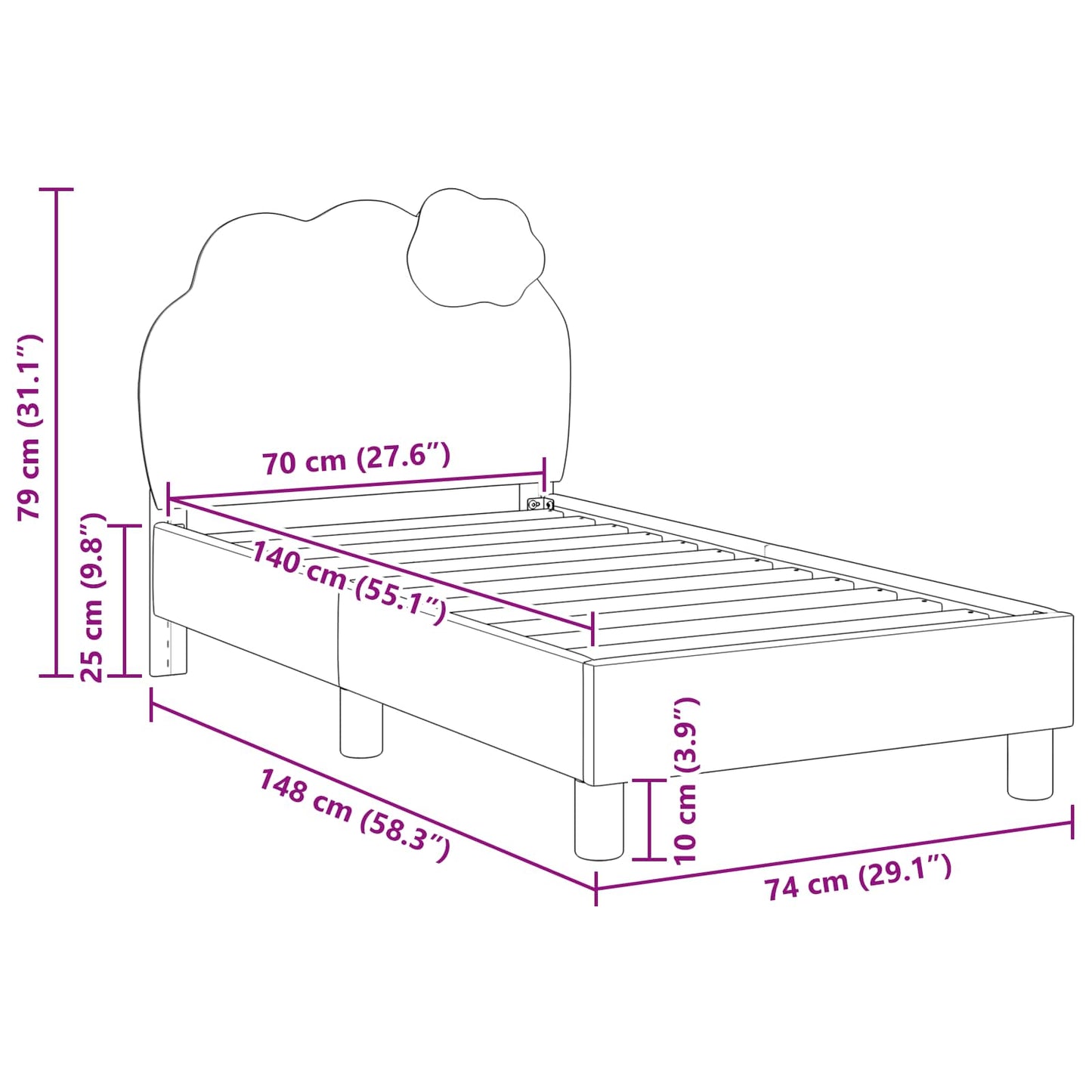 Peuterbedframe met hoofdbord Blauw 70 x 140 cm PU is nu te koop bij PeponiXL, paradijselijk wonen!