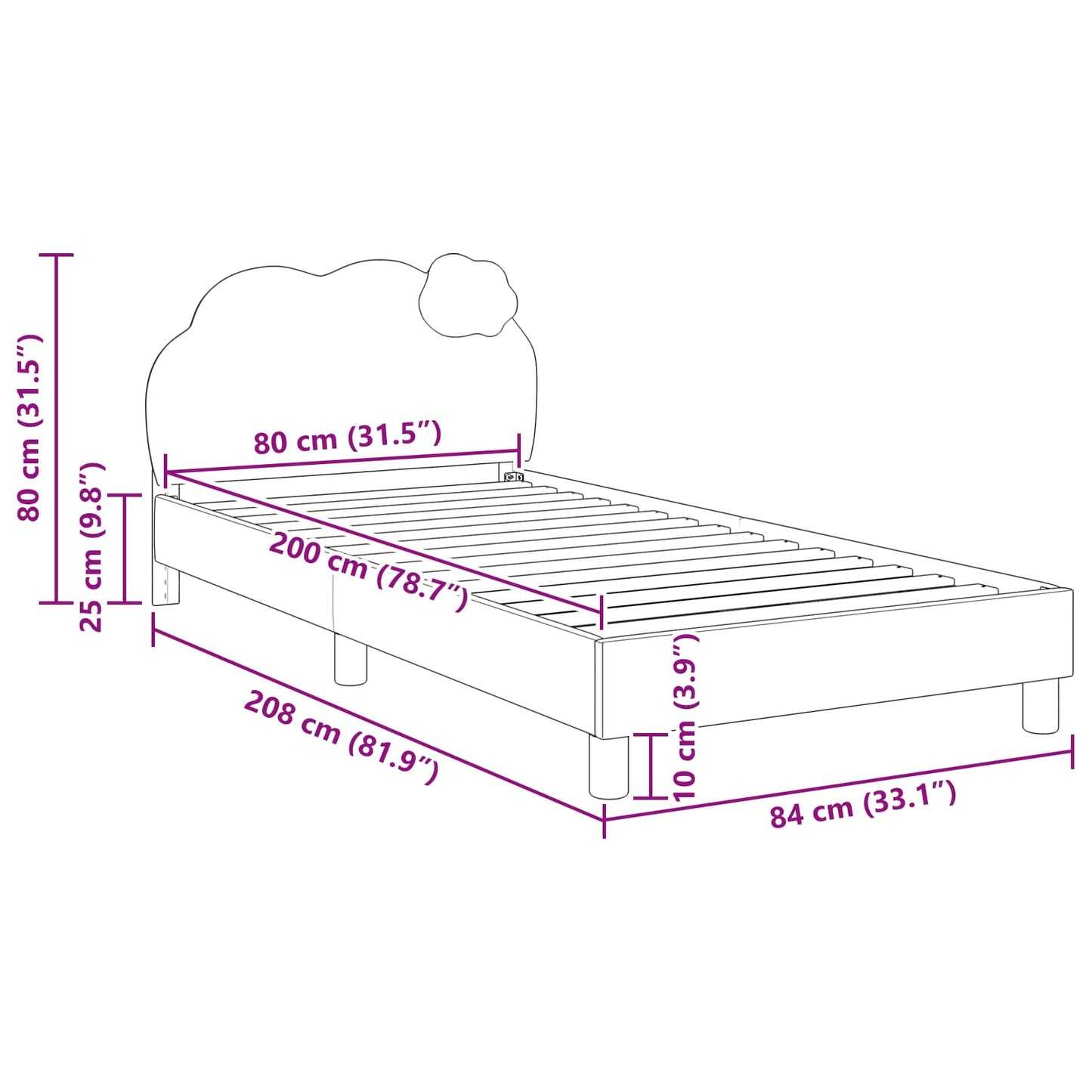 Bedframe voor kinderen met hoofdbord Blauw 80 x 200 cm PU is nu te koop bij PeponiXL, paradijselijk wonen!