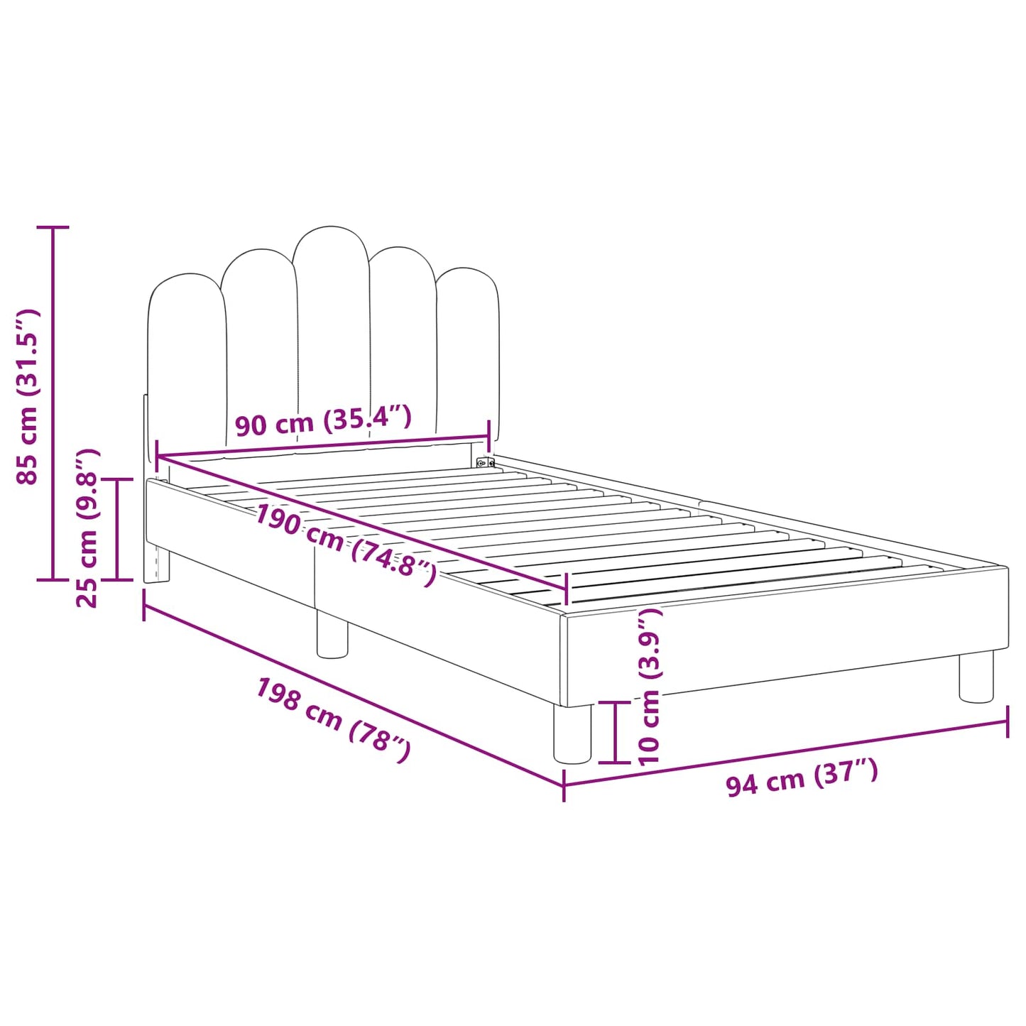 Bedframe voor kinderen met hoofdbord Lichtgrijs 90 x 190 cm is nu te koop bij PeponiXL, paradijselijk wonen!