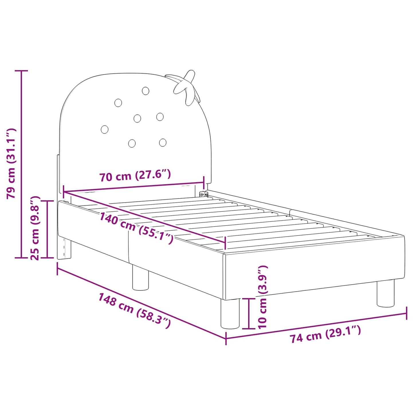 Peuterbedframe met hoofdbord Roze 70 x 140 cm Fluweel is nu te koop bij PeponiXL, paradijselijk wonen!