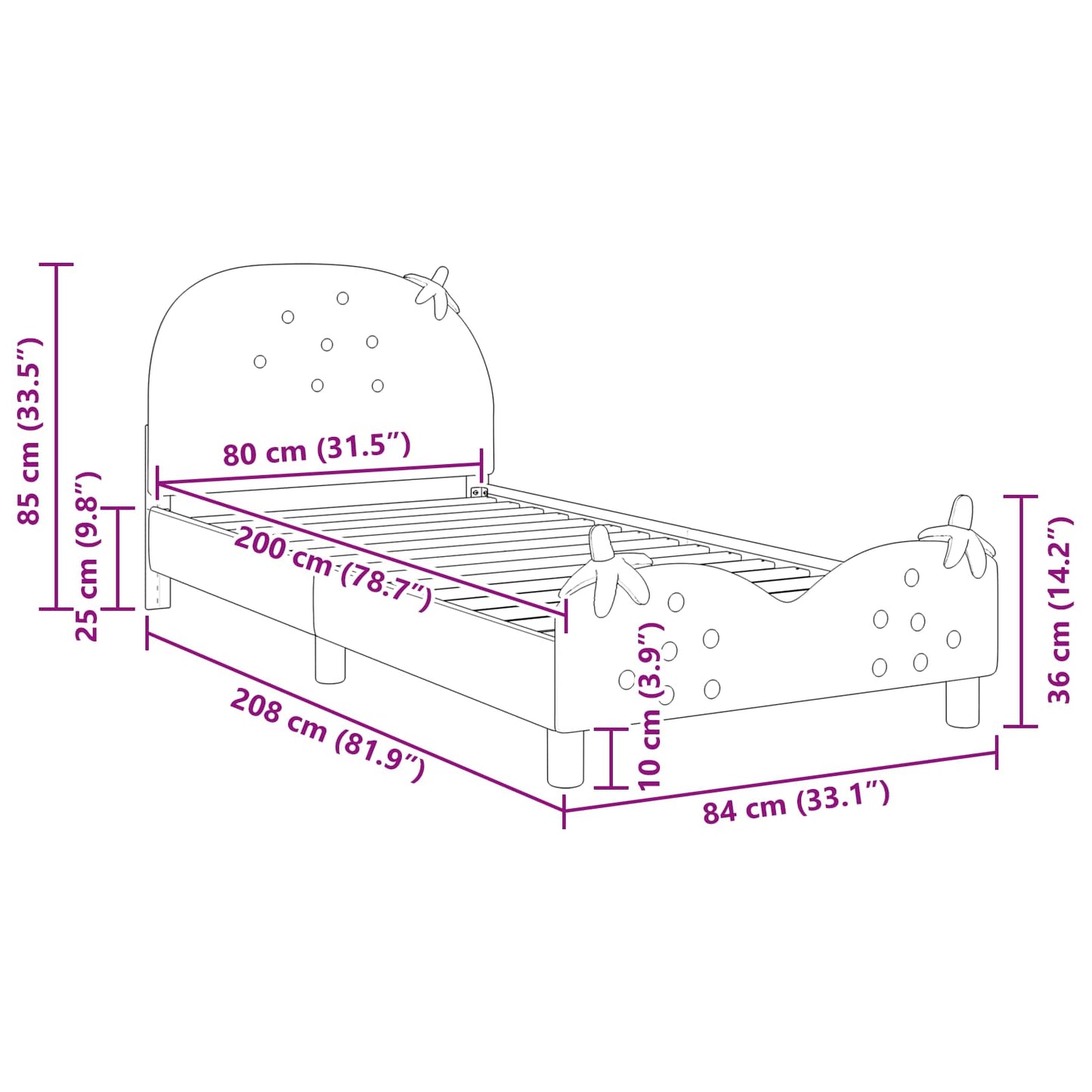 Bedframe voor kinderen met hoofdbord Roze 80 x 200 cm Fluweel is nu te koop bij PeponiXL, paradijselijk wonen!
