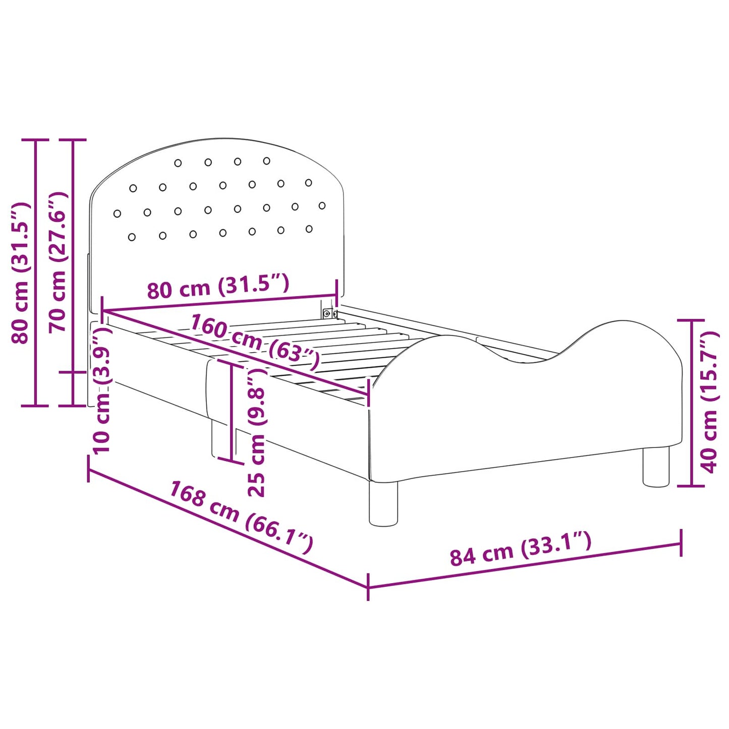 Bedframe voor kinderen met hoofdbord Zwart 80 x 160 cm Fluweel is nu te koop bij PeponiXL, paradijselijk wonen!