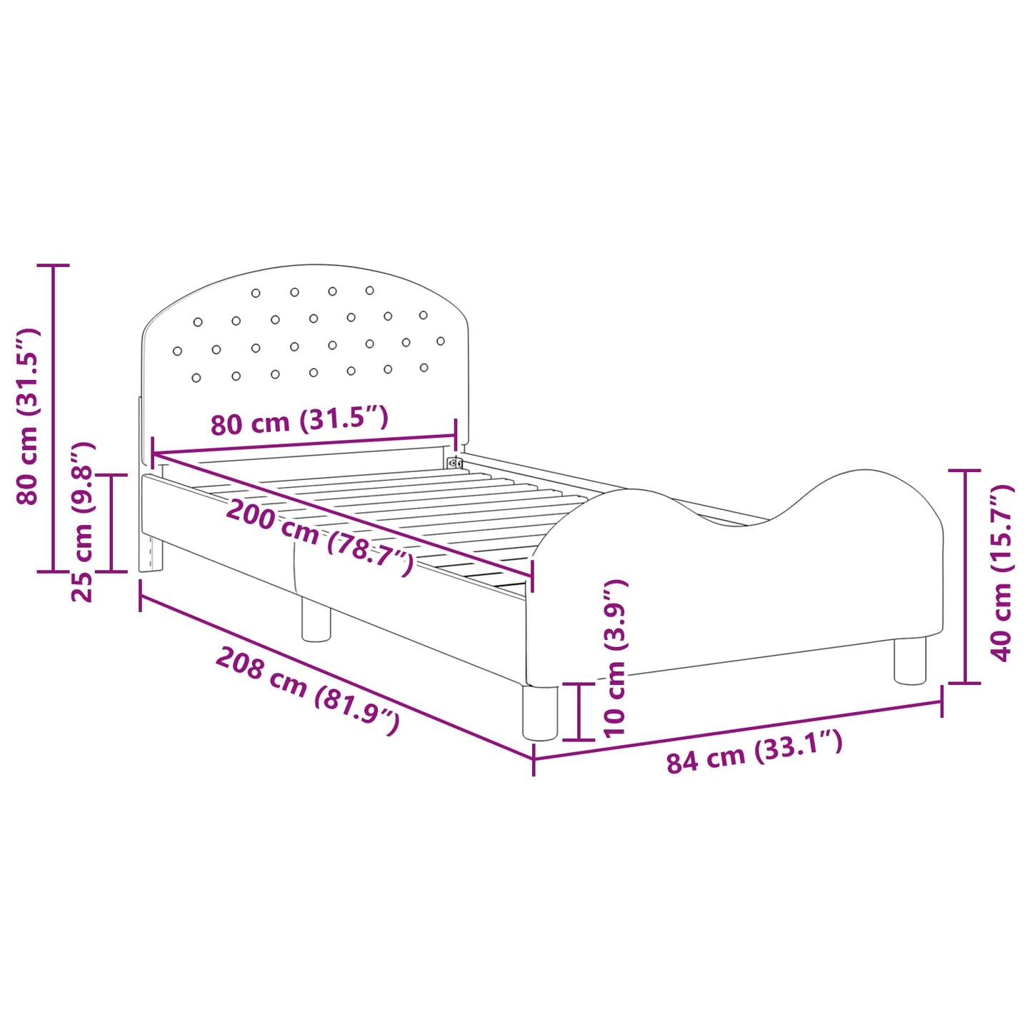 Bedframe voor kinderen met hoofdbord Lichtgrijs 80 x 200 cm is nu te koop bij PeponiXL, paradijselijk wonen!