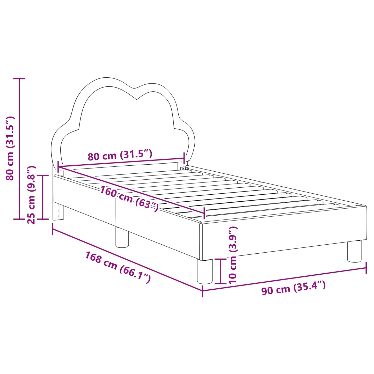 Bedframe voor kinderen met hoofdbord Lichtgrijs 80 x 160 cm PU is nu te koop bij PeponiXL, paradijselijk wonen!