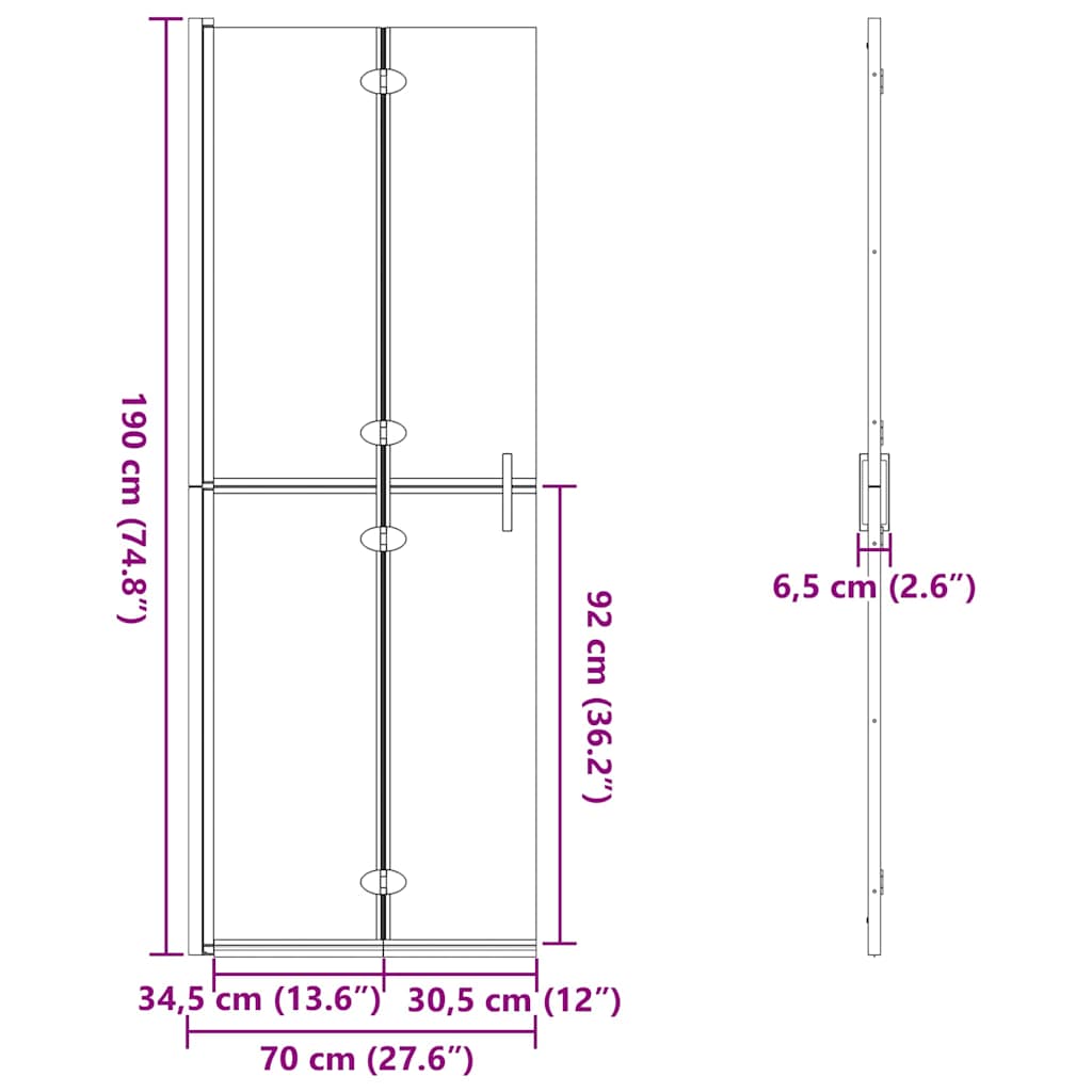 Inloopdouchewand Zwart 70 x 6,5 x 190 cm is nu te koop bij PeponiXL, paradijselijk wonen!