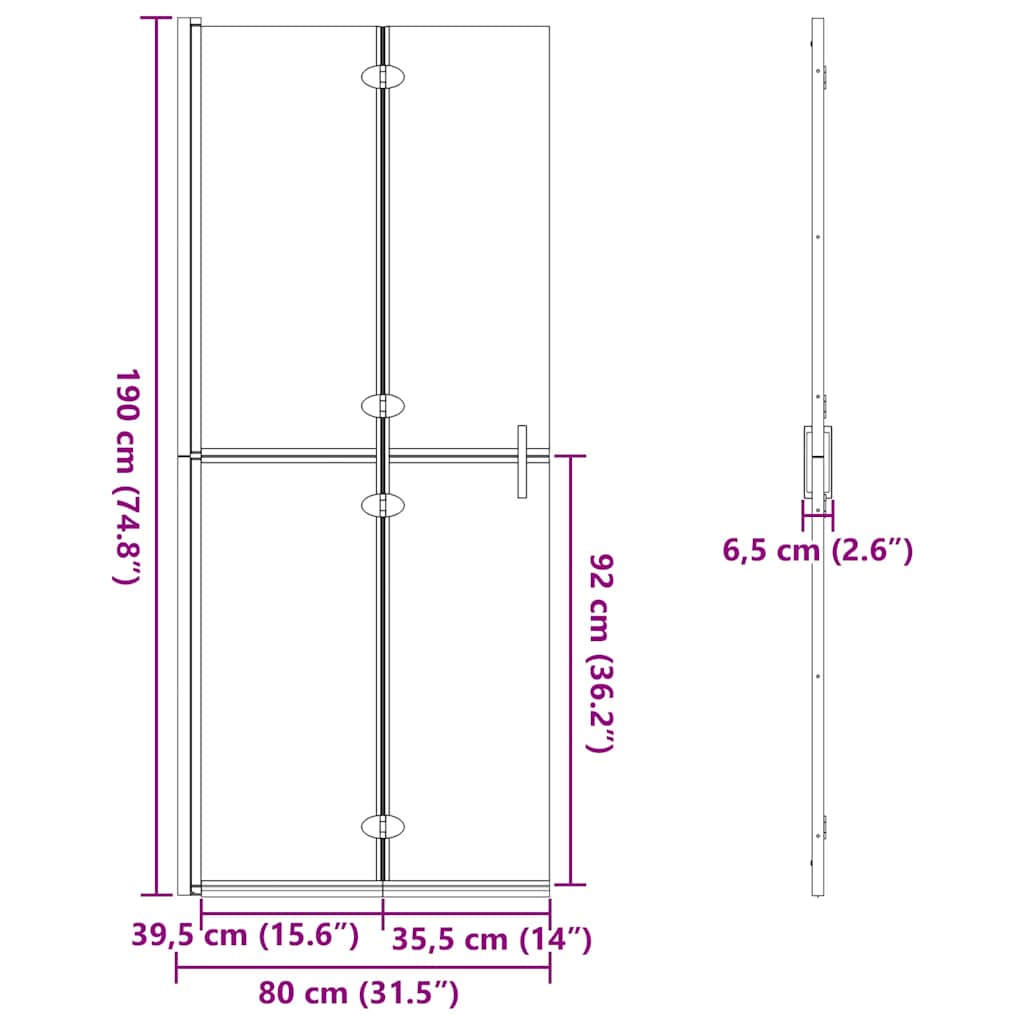 Inloopdouchewand Zwart 80 x 6,5 x 190 cm is nu te koop bij PeponiXL, paradijselijk wonen!