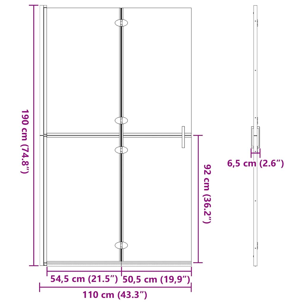 Inloopdouchewand Zwart 110 x 6,5 x 190 cm is nu te koop bij PeponiXL, paradijselijk wonen!