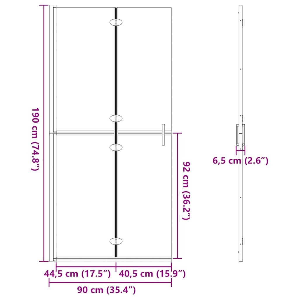 Inloopdouchewand Goud 90 x 6.5 x 190 cm is nu te koop bij PeponiXL, paradijselijk wonen!