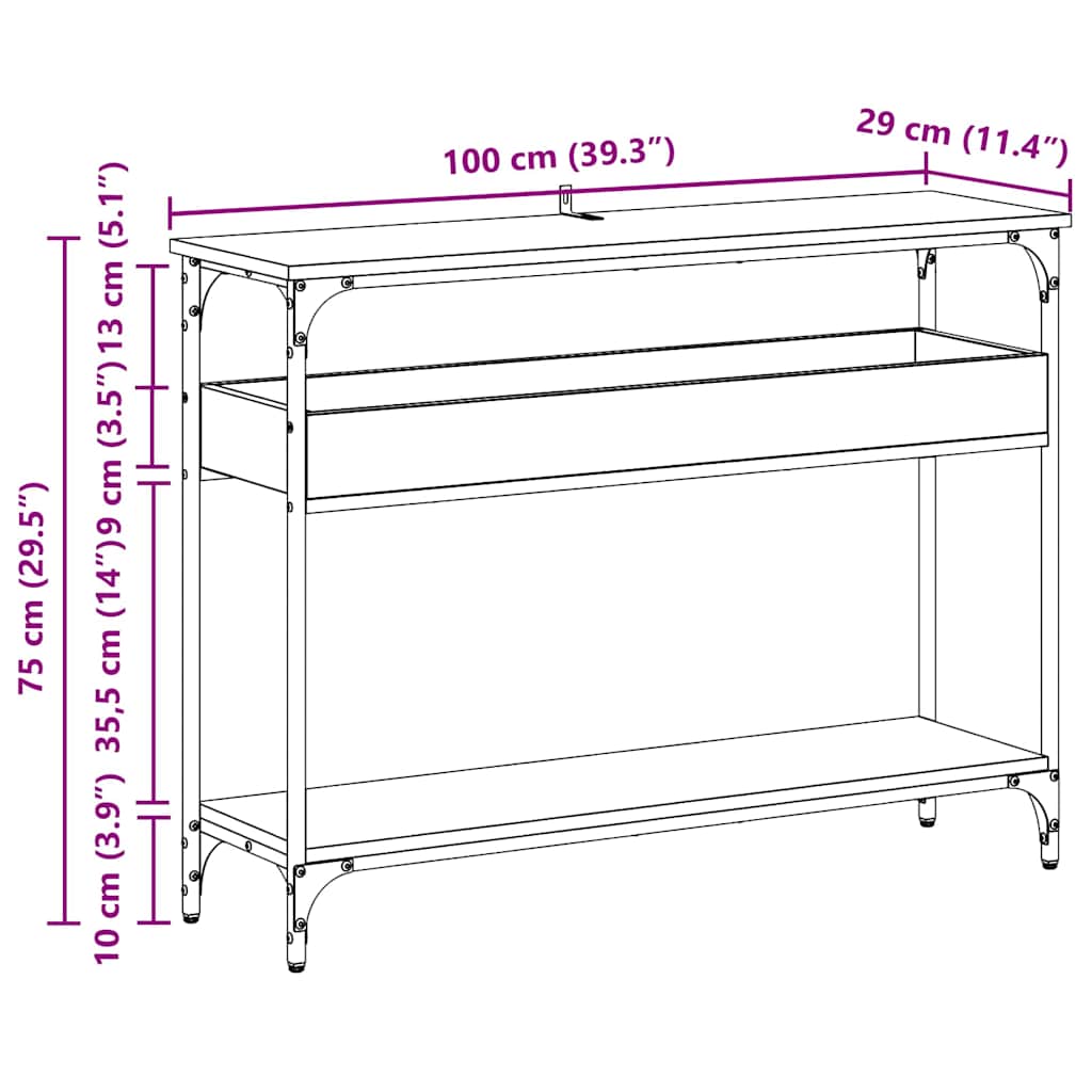 Wandtafel met plank Zwart eiken 100 x 29 x 75 cm Bewerkt hout is nu te koop bij PeponiXL, paradijselijk wonen!