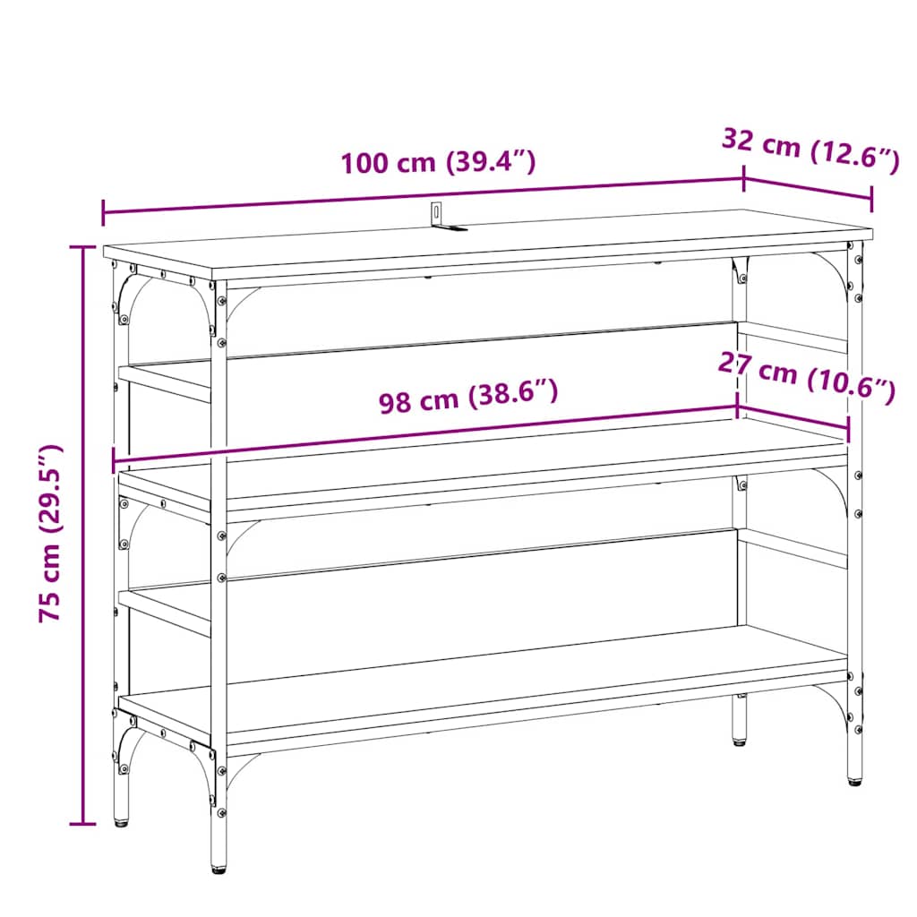 Wandtafel artisanaal eikenkleurig 100 x 32 x 75 cm Bewerkt hout is nu te koop bij PeponiXL, paradijselijk wonen!