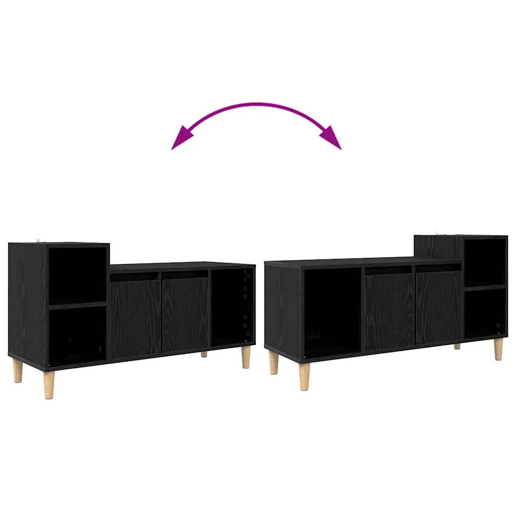 TV-kast Zwart Eiken 100 x 35 x 55 cm Bewerkt hout is nu te koop bij PeponiXL, paradijselijk wonen!