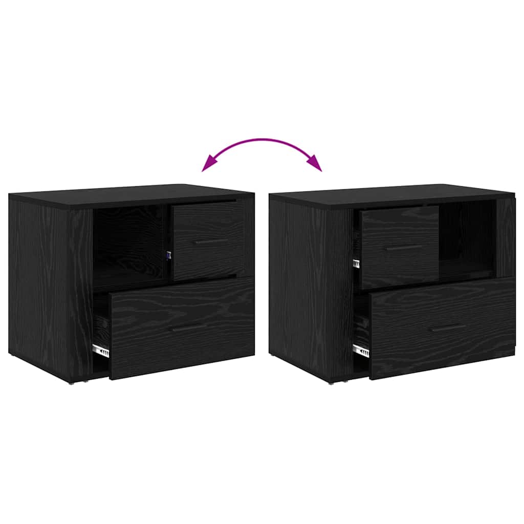 Nachtkastje met lade Zwart Eiken 35 x 60 x 50 cm Bewerkt hout is nu te koop bij PeponiXL, paradijselijk wonen!