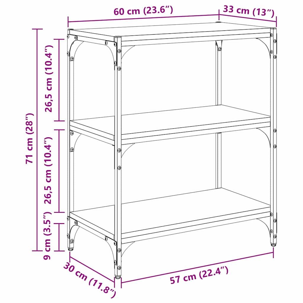 Boekenkast Oud hout 60 x 33 x 70,5 cm Gemonteerd hout en ijzer is nu te koop bij PeponiXL, paradijselijk wonen!