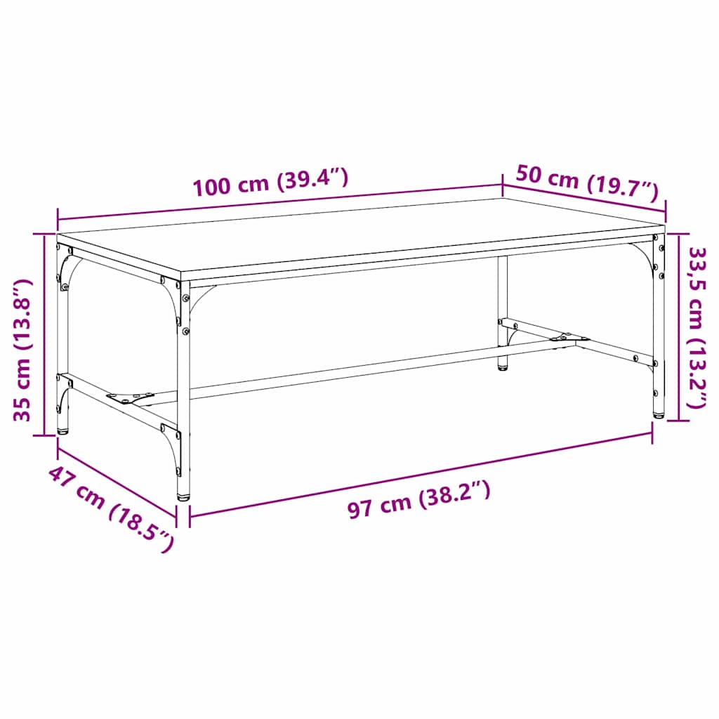 Salontafel Artisan Eiken 100 x 50 x 35 cm Bewerkt hout is nu te koop bij PeponiXL, paradijselijk wonen!