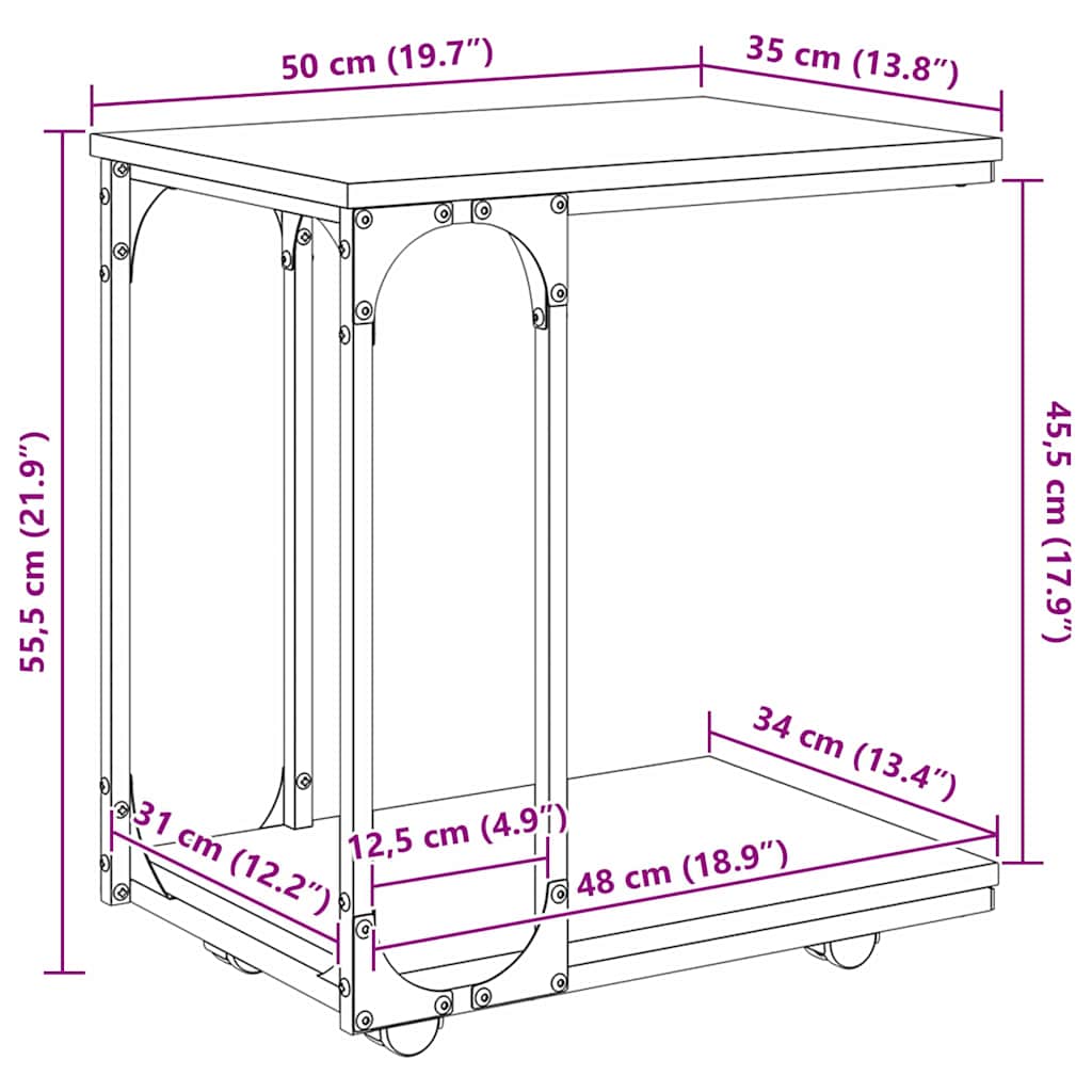 Bijzettafel Artisan Eiken 50 x 35 x 55.5 cm Bewerkt hout is nu te koop bij PeponiXL, paradijselijk wonen!