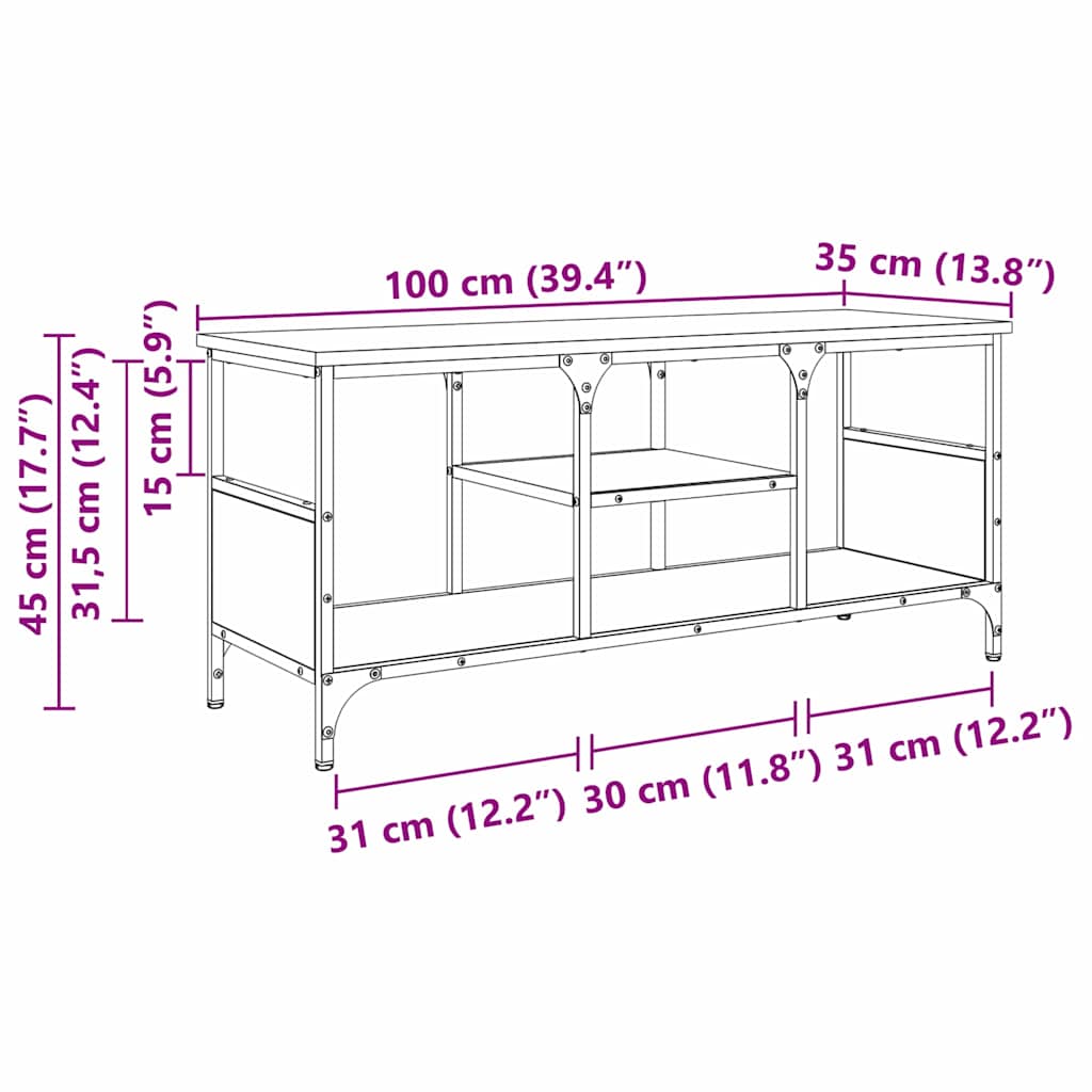 TV-kast Artisan Eiken 100 x 35 x 45 cm Gemonteerd hout en ijzer is nu te koop bij PeponiXL, paradijselijk wonen!
