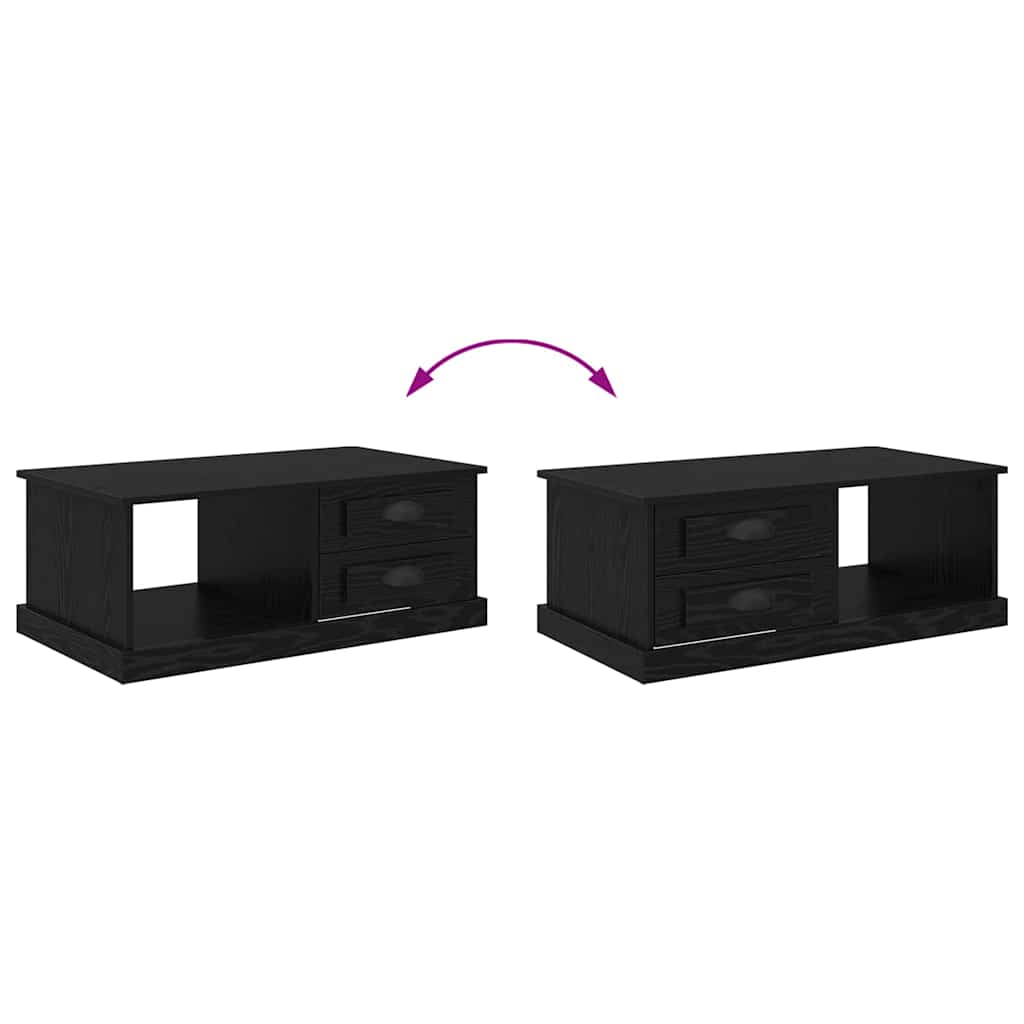 Salontafel met lade Zwart Eiken 90 x 50 x 35 cm Bewerkt hout is nu te koop bij PeponiXL, paradijselijk wonen!