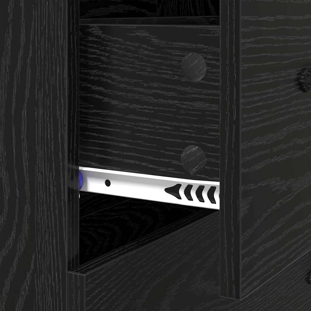 Dressoir Zwart Eiken 69,5 x 34 x 90 cm Gemonteerd hout en ijzer is nu te koop bij PeponiXL, paradijselijk wonen!