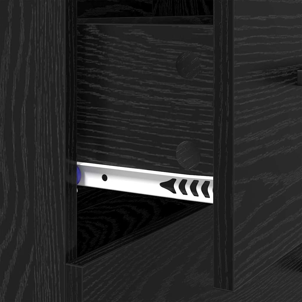 Dressoir Zwart Eiken 69,5 x 34 x 90 cm Gemonteerd hout en ijzer is nu te koop bij PeponiXL, paradijselijk wonen!