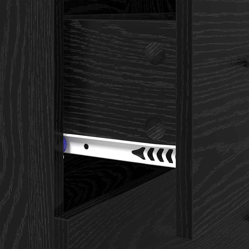 Dressoir Zwart Eiken 69,5 x 34 x 90 cm Gemonteerd hout en ijzer is nu te koop bij PeponiXL, paradijselijk wonen!