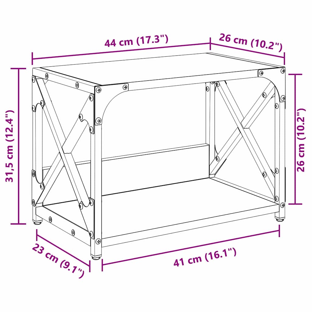 Printerstand Zwart Eiken 44 x 26 x 31,5 cm Bewerkt hout is nu te koop bij PeponiXL, paradijselijk wonen!
