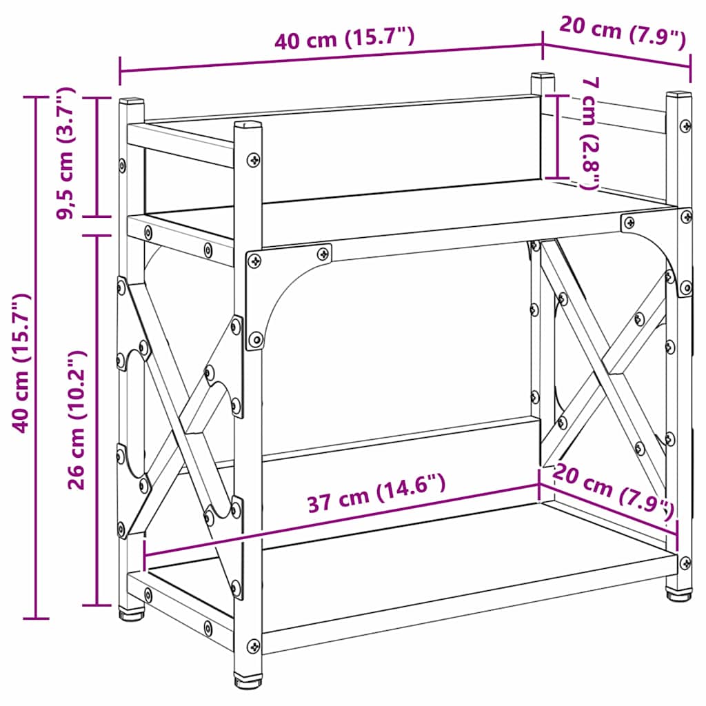 Printerstand Zwart Eiken 40 x 20 x 40 cm Bewerkt hout is nu te koop bij PeponiXL, paradijselijk wonen!