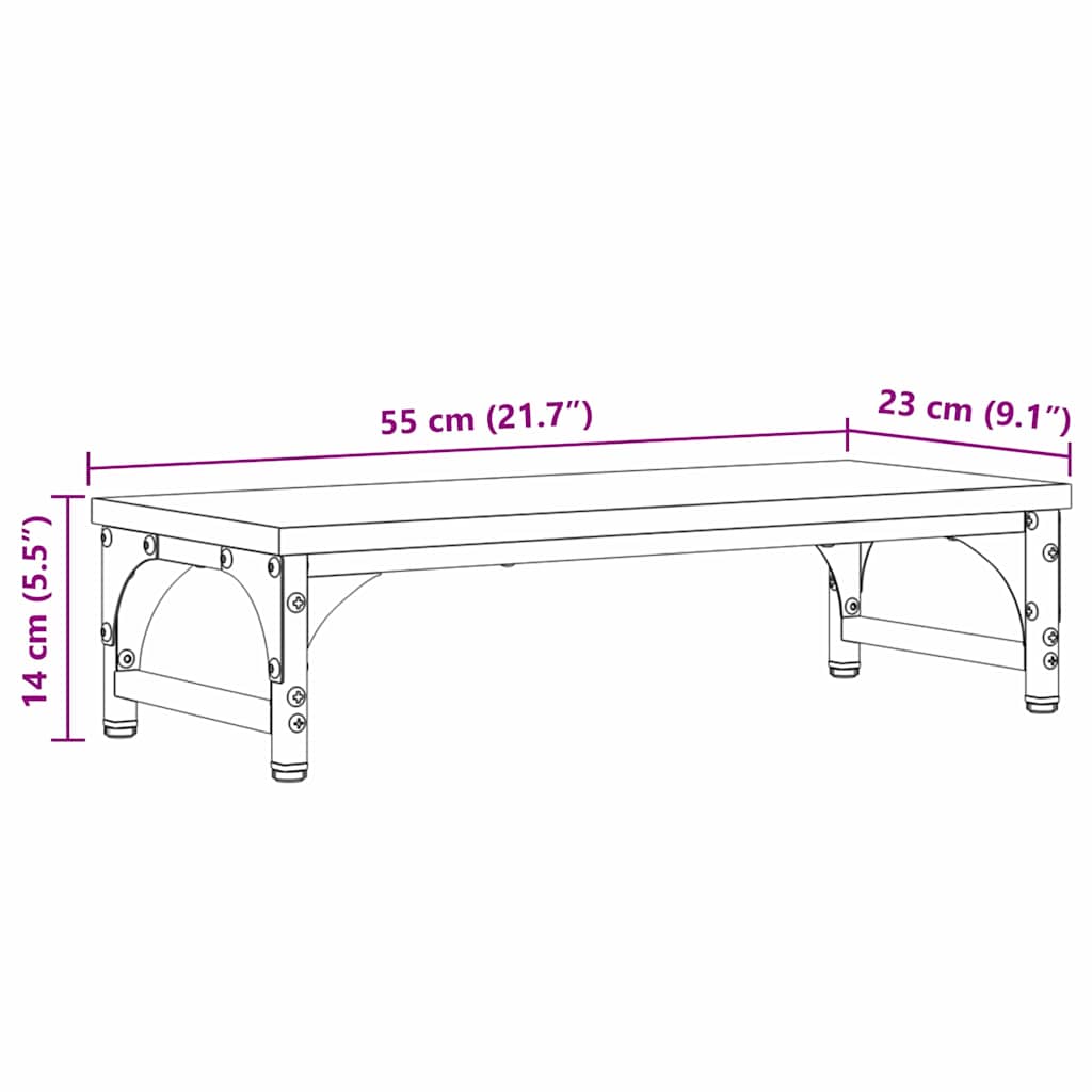 Monitor Stand Zwart Eiken 55 x 23 x 14 cm Bewerkt hout is nu te koop bij PeponiXL, paradijselijk wonen!