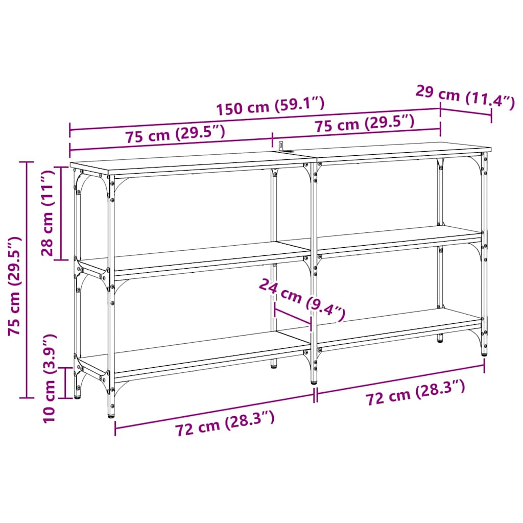 Wandtafel Artisan Eiken 150 x 29 x 75 cm Geperst Hout en Metaal is nu te koop bij PeponiXL, paradijselijk wonen!