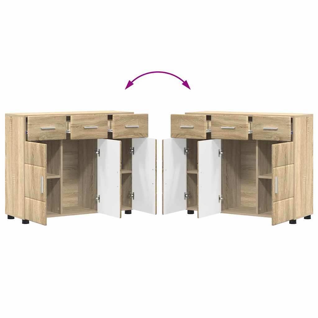 Dressoir FLORIN Sonoma Eiken 88,5 x 30,5 x 73 cm Bewerkt hout is nu te koop bij PeponiXL, paradijselijk wonen!