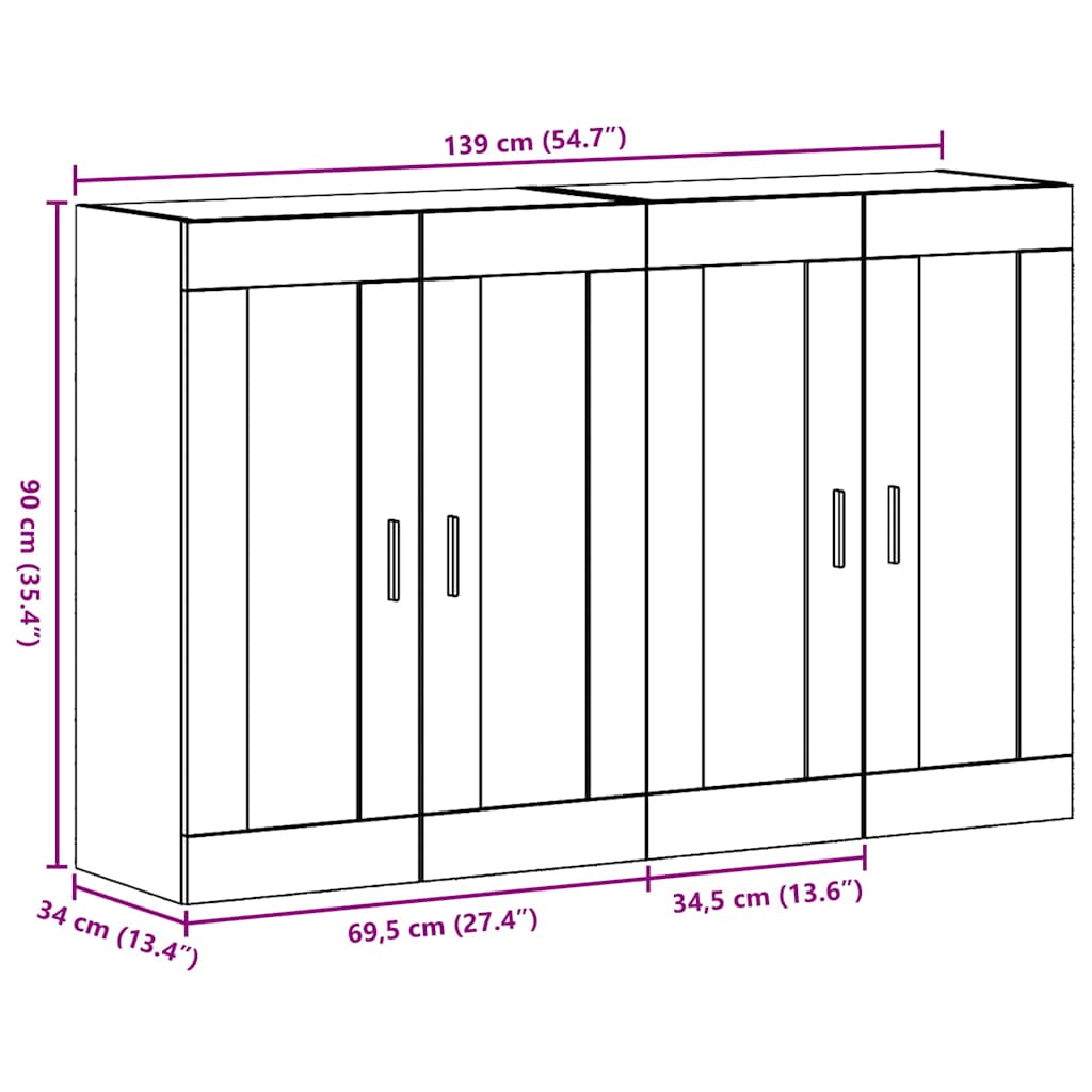Wandgemonteerde Kasten 2 pcs artisanaal eikenkleurig is nu te koop bij PeponiXL, paradijselijk wonen!