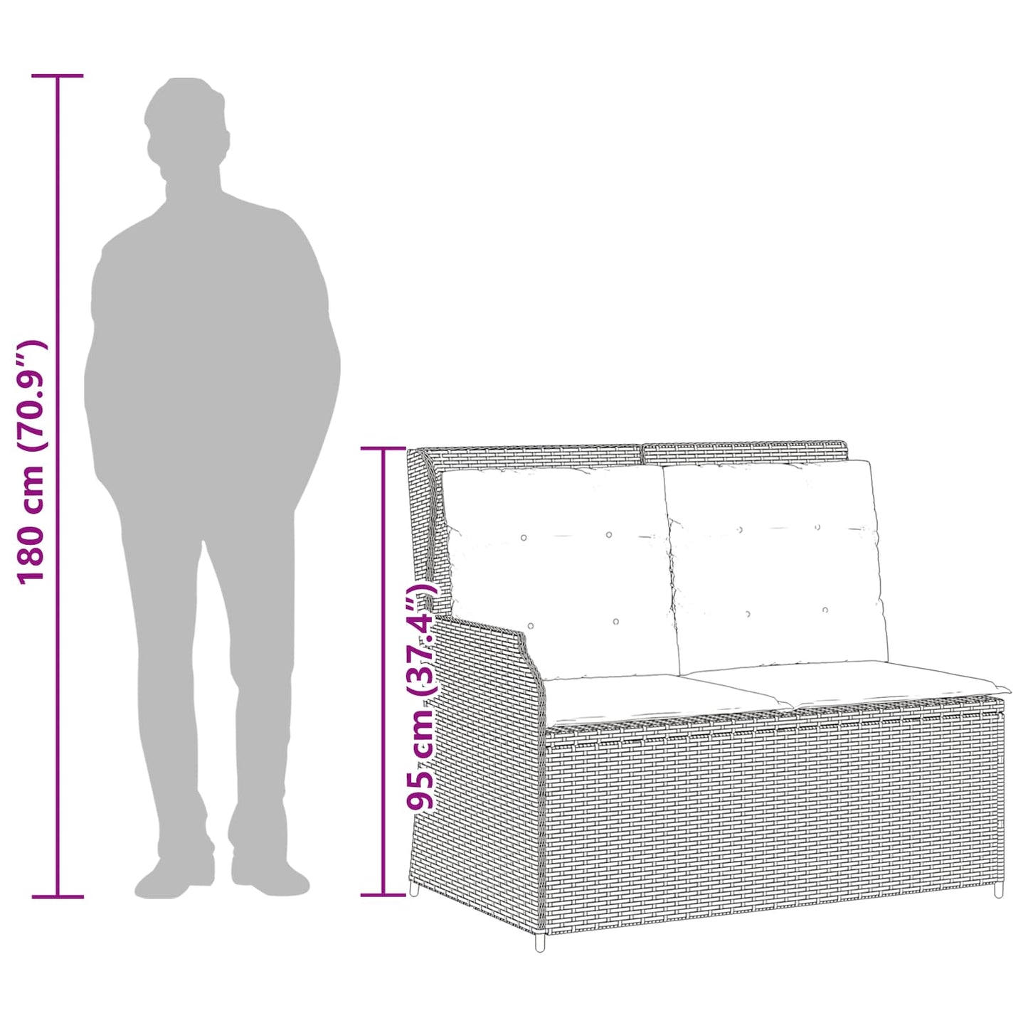 Tuinbank Bruin poly rattan is nu te koop bij PeponiXL, paradijselijk wonen!