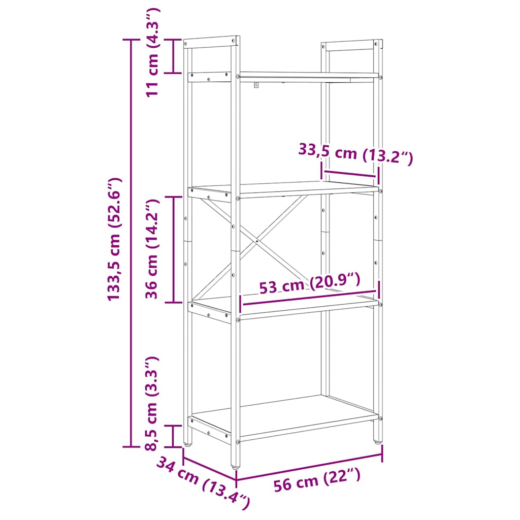 Boekenkast Oud Hout 56 x 34 x 133,5 cm Bewerkt hout is nu te koop bij PeponiXL, paradijselijk wonen!