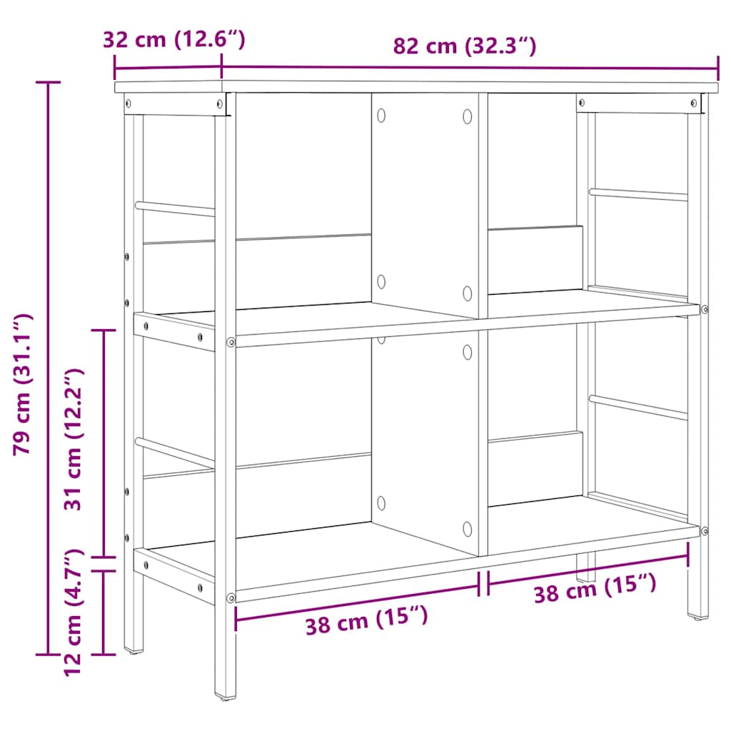 Boekenkast Sonoma Eiken 82 x 32 x 79 cm Bewerkt hout is nu te koop bij PeponiXL, paradijselijk wonen!