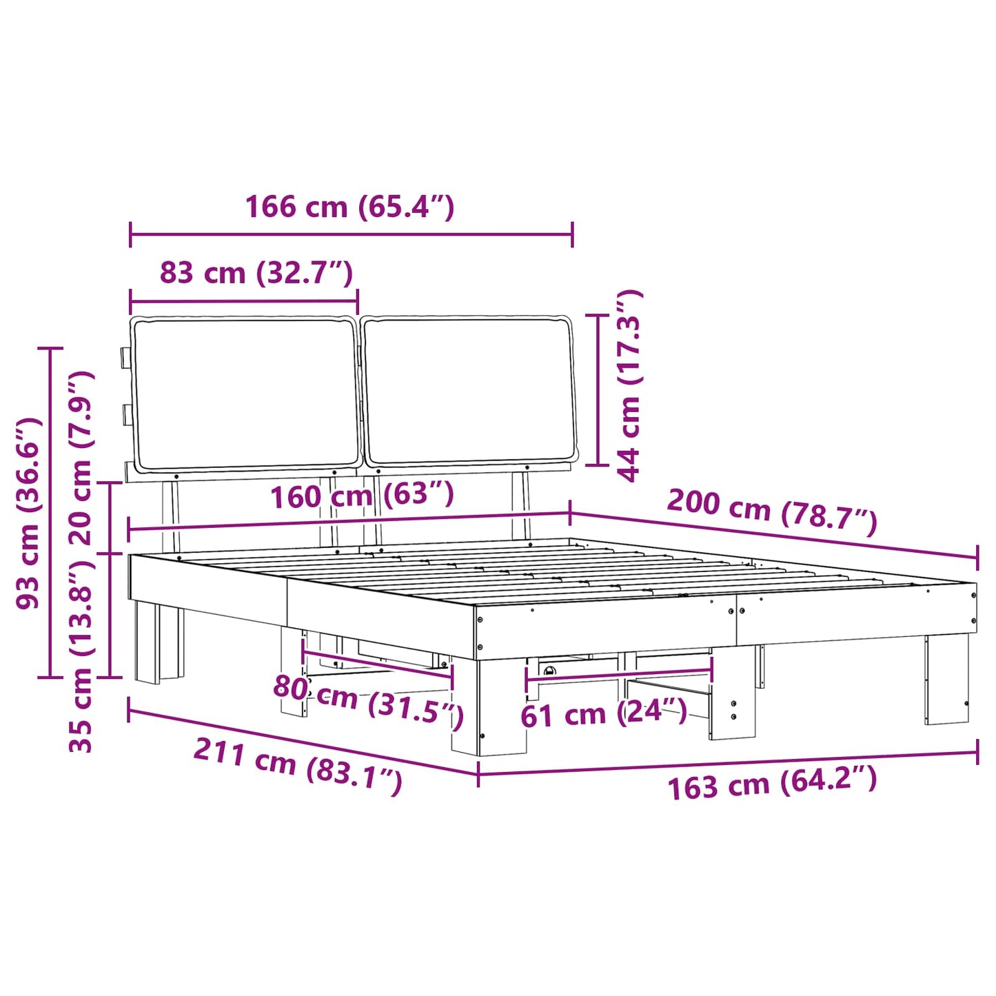 Bedframe met Gevoerd Hoofdgedeelte Taupe 160 x 200 cm is nu te koop bij PeponiXL, paradijselijk wonen!