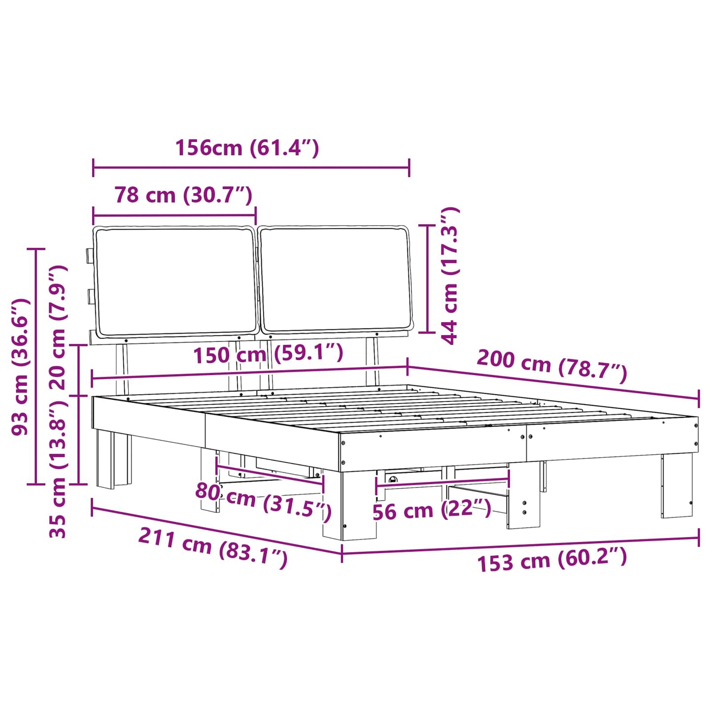 Bedframe met Gevoerd Hoofdgedeelte Lichtgrijs 150 x 200 cm is nu te koop bij PeponiXL, paradijselijk wonen!