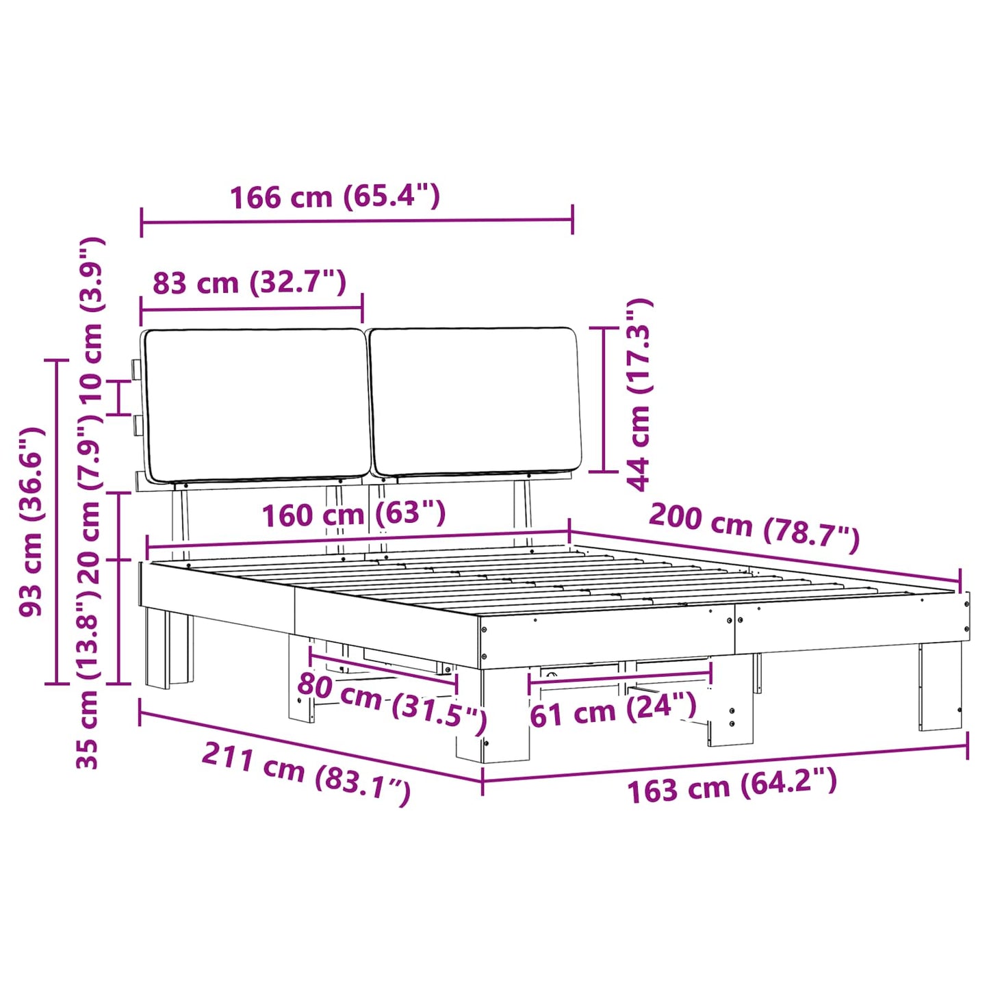 Bedframe met Gevoerd Hoofdgedeelte Lichtgrijs 160 x 200 cm is nu te koop bij PeponiXL, paradijselijk wonen!