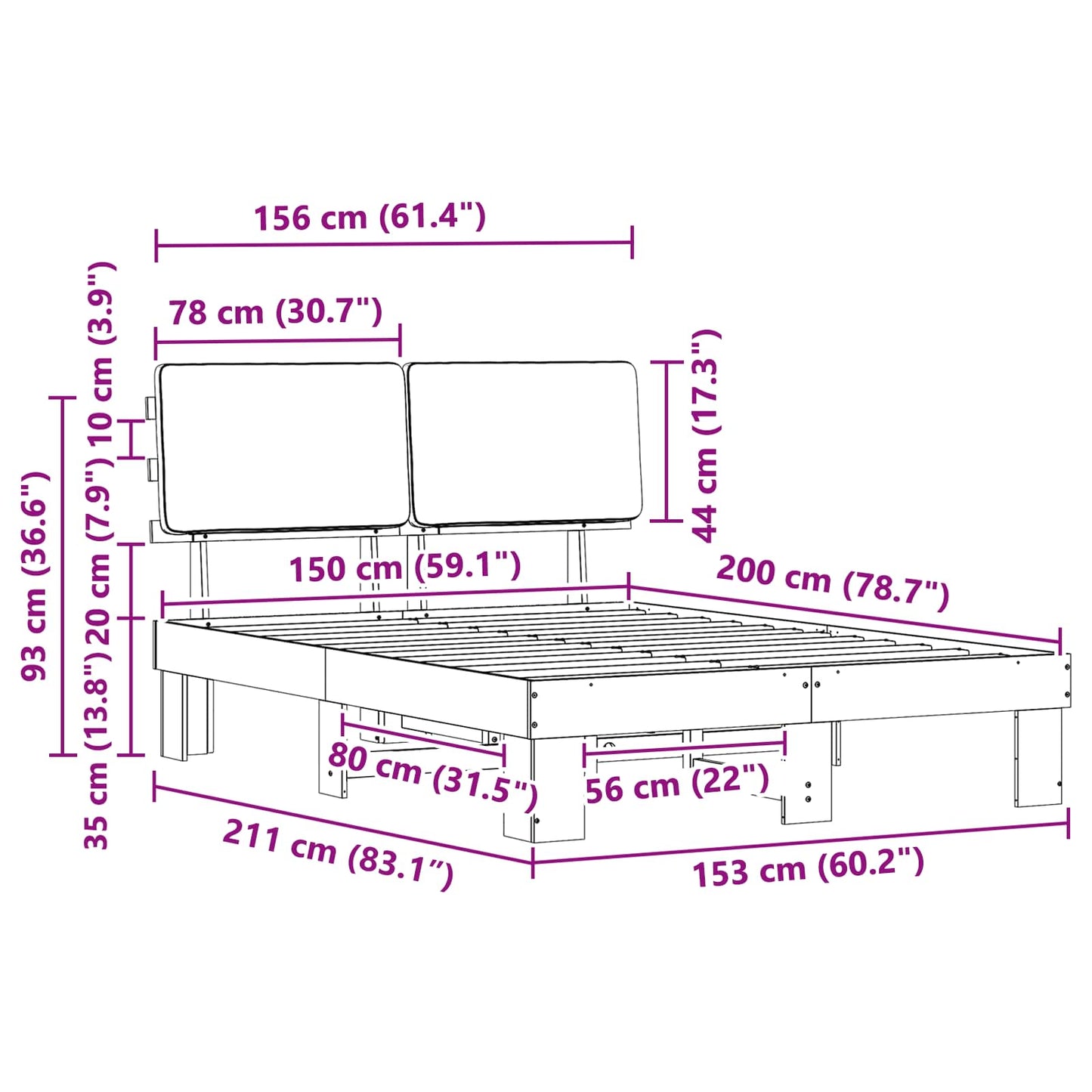 Bedframe met Gevoerd Hoofdgedeelte Taupe 150 x 200 cm is nu te koop bij PeponiXL, paradijselijk wonen!