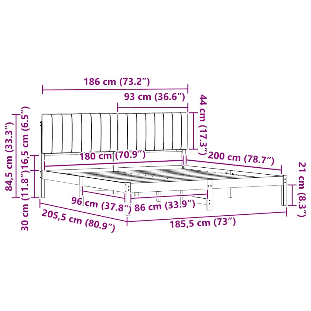 Bedframe met Gevoerd Hoofdgedeelte Zwart 180 x 200 cm is nu te koop bij PeponiXL, paradijselijk wonen!